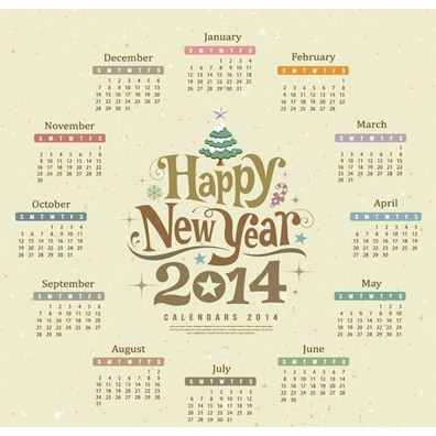 happy new year 2014年日历