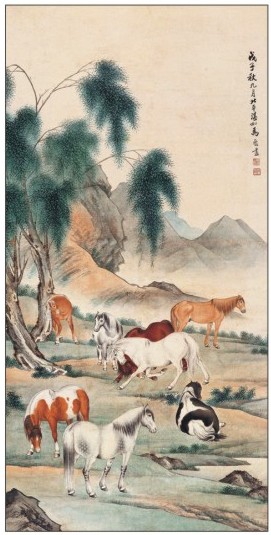 定制2014年马年月历-长对开珠光艺术纸月历